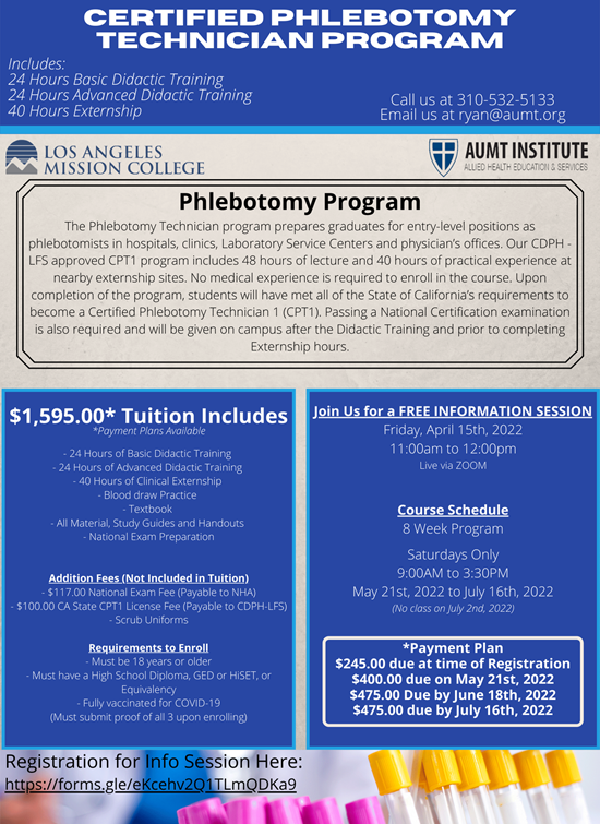 Phlebotomy Technician Program Info