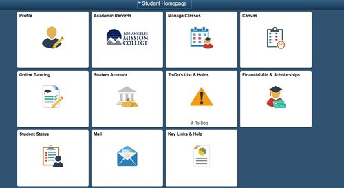Student Homepage Screenshot