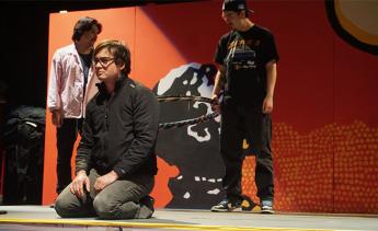 LAMC Theater Students rehearsing Little Shop of Horrors on stage
