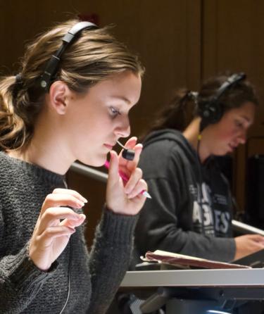 Students at Recording Studio