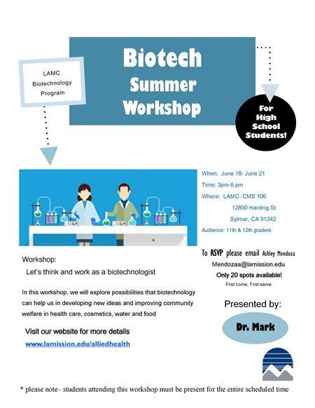 Biotech Summer Workshop Flyer Event