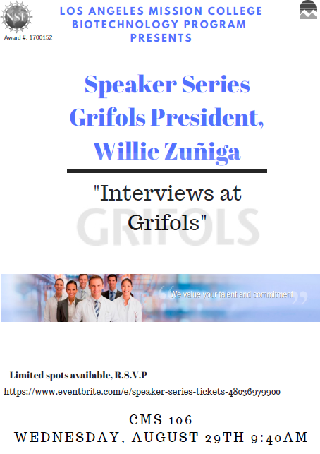 Speaker Series Flyer Grifol President