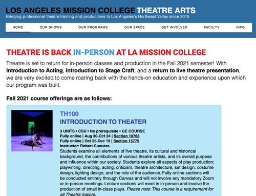 Theatre Arts Information Screenshot