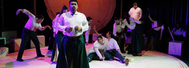 LAMC Theatre students acting in a theater production of Macbeth